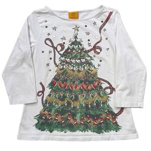 Ruby Rd Petite Christmas Tree Top Sequin 3/4 Sleeve PS